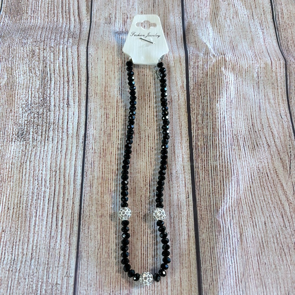Black and Clear Crystal short necklace NIP